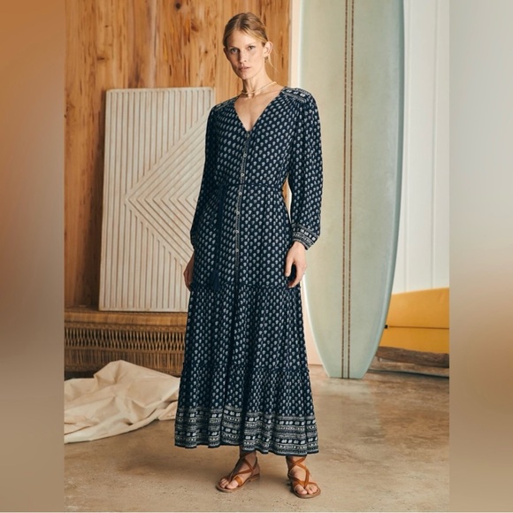 Faherty Dresses & Skirts - Faherty | Orinda Short Sleeve Maxi Dress in Lotus Floral Print - XXS
